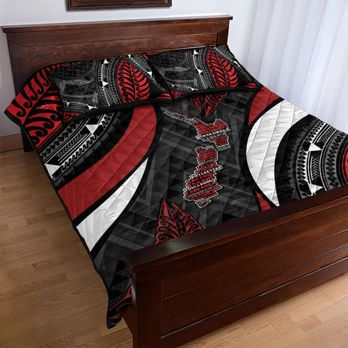 Aotearoa New Zealand Native Birds Map Quilt Bed Set Silver Fern Tribal Pattern