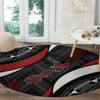 Aotearoa New Zealand Native Birds Map Round Carpet Silver Fern Tribal Pattern