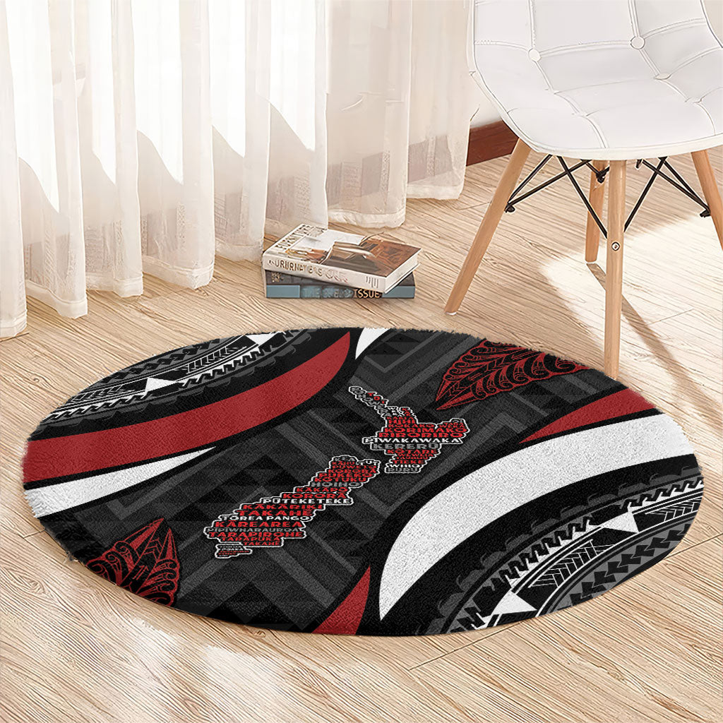 Aotearoa New Zealand Native Birds Map Round Carpet Silver Fern Tribal Pattern