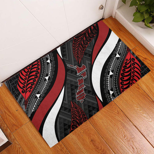 Aotearoa New Zealand Native Birds Map Rubber Doormat Silver Fern Tribal Pattern