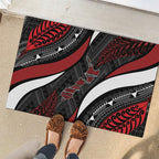 Aotearoa New Zealand Native Birds Map Rubber Doormat Silver Fern Tribal Pattern