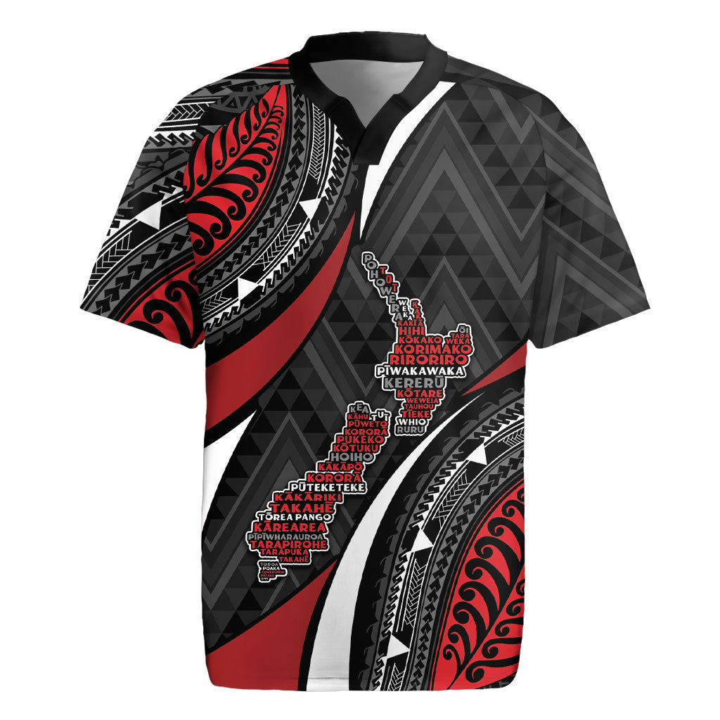 Aotearoa New Zealand Native Birds Map Rugby Jersey Silver Fern Tribal Pattern