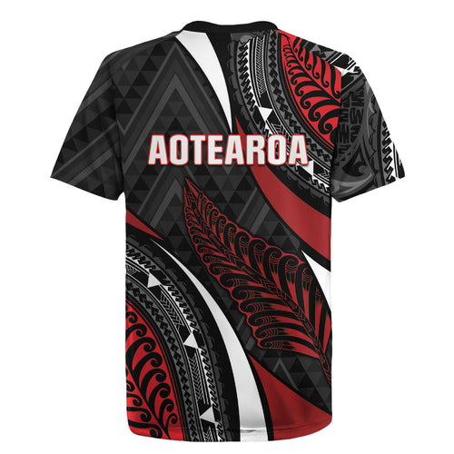 Aotearoa New Zealand Native Birds Map Rugby Jersey Silver Fern Tribal Pattern