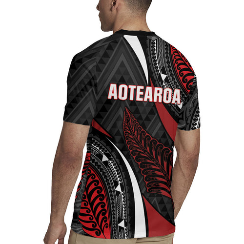 Aotearoa New Zealand Native Birds Map Rugby Jersey Silver Fern Tribal Pattern