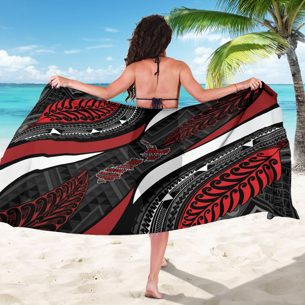 Aotearoa New Zealand Native Birds Map Sarong Silver Fern Tribal Pattern