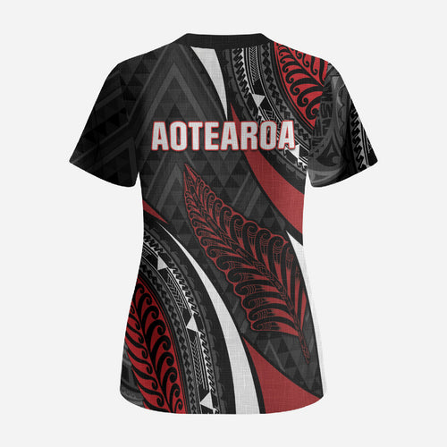 Aotearoa New Zealand Native Birds Map Scrub Top Silver Fern Tribal Pattern