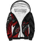 Aotearoa New Zealand Native Birds Map Sherpa Hoodie Silver Fern Tribal Pattern
