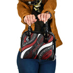 Aotearoa New Zealand Native Birds Map Shoulder Handbag Silver Fern Tribal Pattern