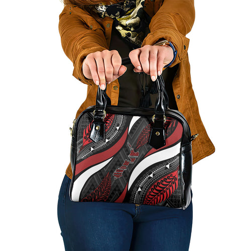 Aotearoa New Zealand Native Birds Map Shoulder Handbag Silver Fern Tribal Pattern
