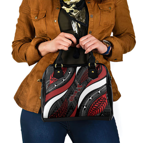 Aotearoa New Zealand Native Birds Map Shoulder Handbag Silver Fern Tribal Pattern