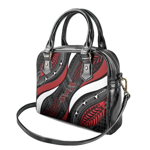 Aotearoa New Zealand Native Birds Map Shoulder Handbag Silver Fern Tribal Pattern