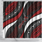 Aotearoa New Zealand Native Birds Map Shower Curtain Silver Fern Tribal Pattern