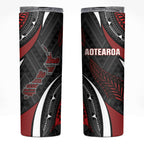 Aotearoa New Zealand Native Birds Map Skinny Tumbler Silver Fern Tribal Pattern