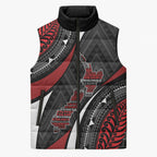 Aotearoa New Zealand Native Birds Map Sleeveless Puffer Jacket Silver Fern Tribal Pattern