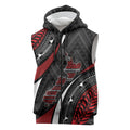 Aotearoa New Zealand Native Birds Map Sleeveless Zip Hoodie Silver Fern Tribal Pattern