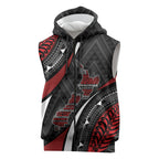 Aotearoa New Zealand Native Birds Map Sleeveless Zip Hoodie Silver Fern Tribal Pattern