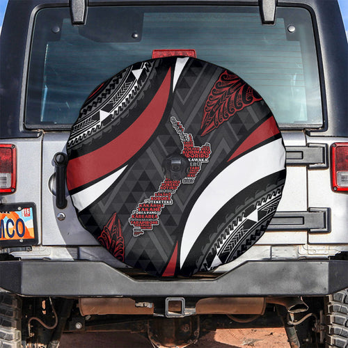 Aotearoa New Zealand Native Birds Map Spare Tire Cover Silver Fern Tribal Pattern