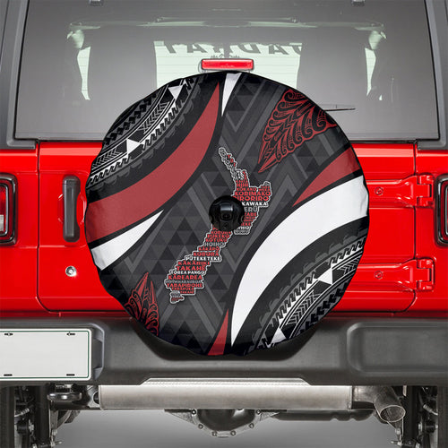 Aotearoa New Zealand Native Birds Map Spare Tire Cover Silver Fern Tribal Pattern