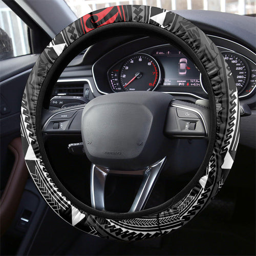 Aotearoa New Zealand Native Birds Map Steering Wheel Cover Silver Fern Tribal Pattern