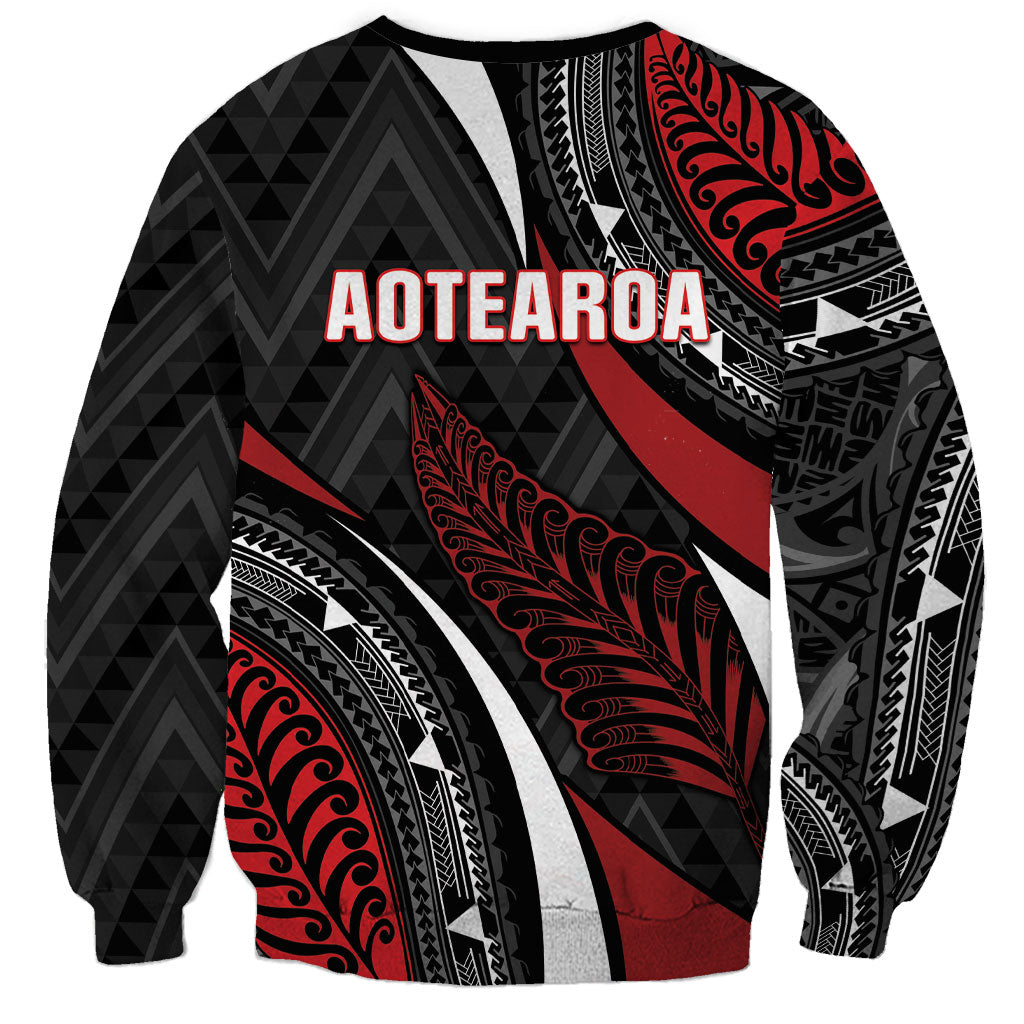 Aotearoa New Zealand Native Birds Map Sweatshirt Silver Fern Tribal Pattern