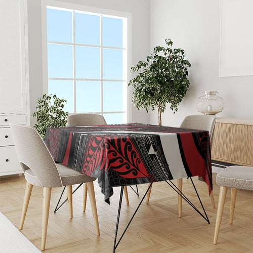 Aotearoa New Zealand Native Birds Map Tablecloth Silver Fern Tribal Pattern
