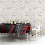 Aotearoa New Zealand Native Birds Map Tablecloth Silver Fern Tribal Pattern