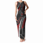 Aotearoa New Zealand Native Birds Map Tank Maxi Dress Silver Fern Tribal Pattern