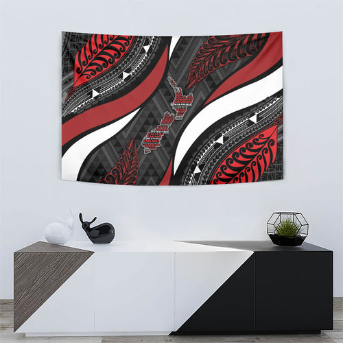 Aotearoa New Zealand Native Birds Map Tapestry Silver Fern Tribal Pattern