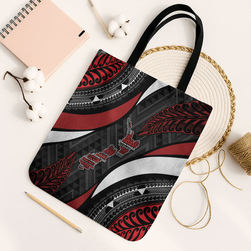 Aotearoa New Zealand Native Birds Map Tote Bag Silver Fern Tribal Pattern