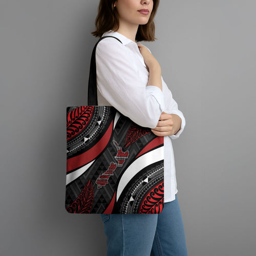 Aotearoa New Zealand Native Birds Map Tote Bag Silver Fern Tribal Pattern