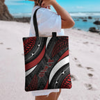 Aotearoa New Zealand Native Birds Map Tote Bag Silver Fern Tribal Pattern