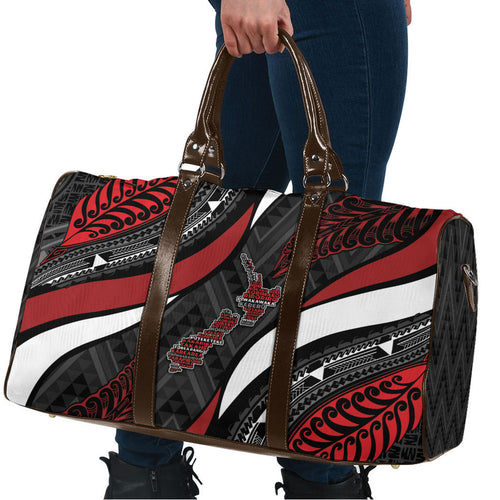 Aotearoa New Zealand Native Birds Map Travel Bag Silver Fern Tribal Pattern