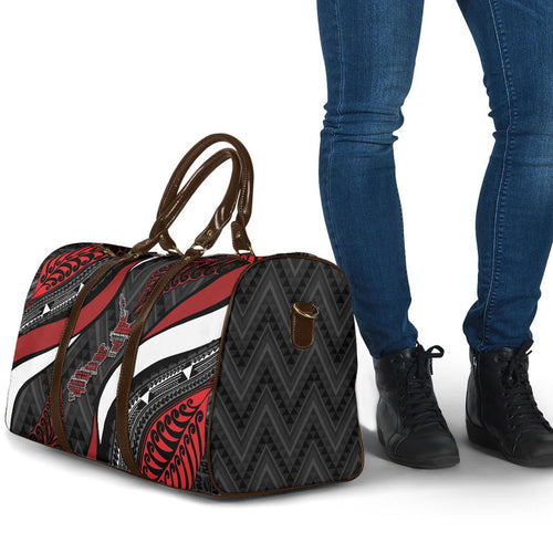 Aotearoa New Zealand Native Birds Map Travel Bag Silver Fern Tribal Pattern