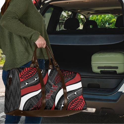Aotearoa New Zealand Native Birds Map Travel Bag Silver Fern Tribal Pattern