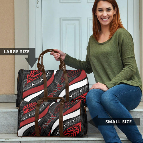Aotearoa New Zealand Native Birds Map Travel Bag Silver Fern Tribal Pattern