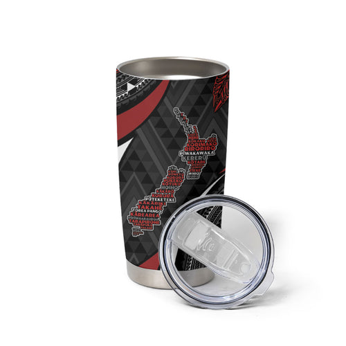 Aotearoa New Zealand Native Birds Map Tumbler Cup Silver Fern Tribal Pattern
