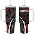 Aotearoa New Zealand Native Birds Map Tumbler With Handle Silver Fern Tribal Pattern