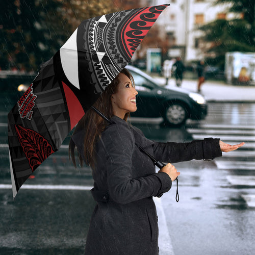 Aotearoa New Zealand Native Birds Map Umbrella Silver Fern Tribal Pattern