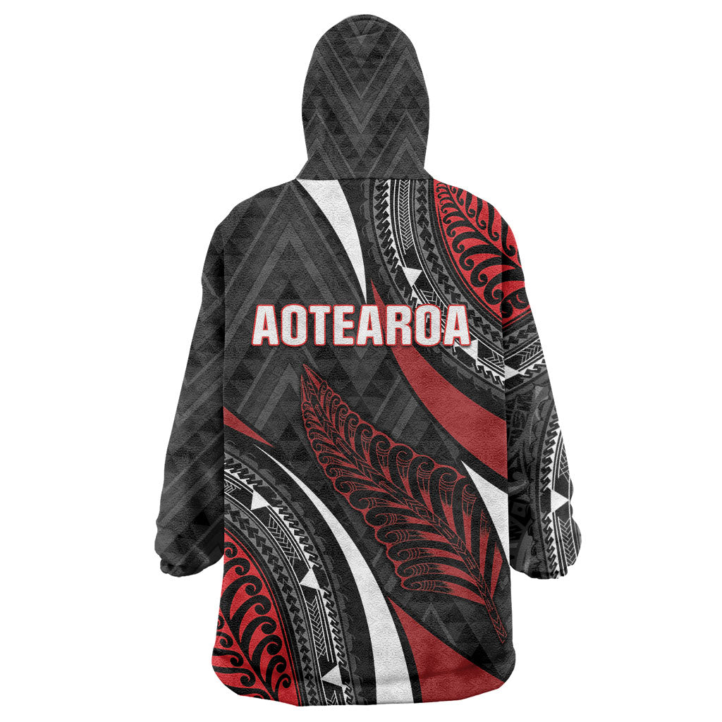 Aotearoa New Zealand Native Birds Map Wearable Blanket Hoodie Silver Fern Tribal Pattern