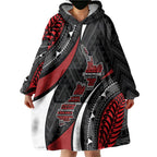 Aotearoa New Zealand Native Birds Map Wearable Blanket Hoodie Silver Fern Tribal Pattern
