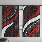 Aotearoa New Zealand Native Birds Map Window Curtain Silver Fern Tribal Pattern