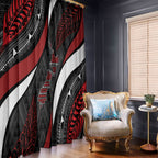 Aotearoa New Zealand Native Birds Map Window Curtain Silver Fern Tribal Pattern