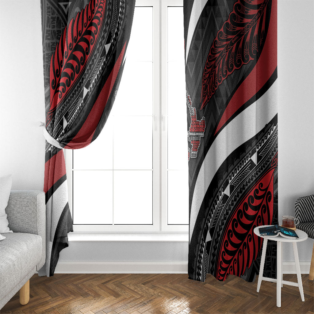Aotearoa New Zealand Native Birds Map Window Curtain Silver Fern Tribal Pattern