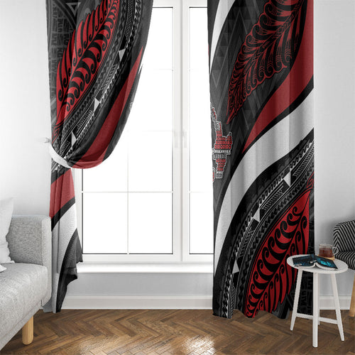 Aotearoa New Zealand Native Birds Map Window Curtain Silver Fern Tribal Pattern