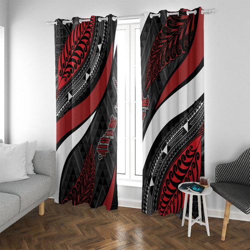 Aotearoa New Zealand Native Birds Map Window Curtain Silver Fern Tribal Pattern