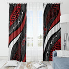 Aotearoa New Zealand Native Birds Map Window Curtain Silver Fern Tribal Pattern