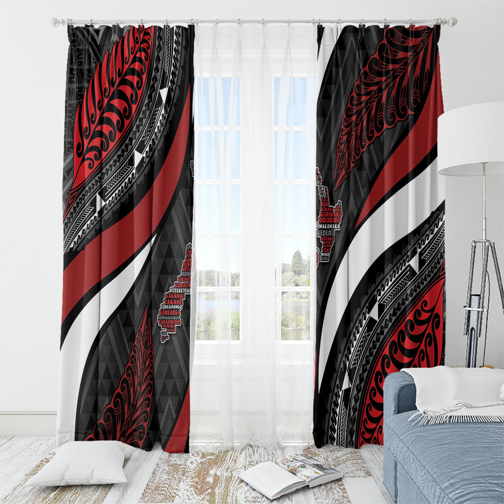 Aotearoa New Zealand Native Birds Map Window Curtain Silver Fern Tribal Pattern