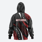 Aotearoa New Zealand Native Birds Map Zip Hoodie Silver Fern Tribal Pattern