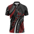 Aotearoa New Zealand Native Birds Map Zipper Polo Shirt Silver Fern Tribal Pattern