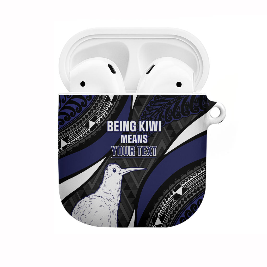 Personalised New Zealand Kiwi AirPods Case Silver Fern Tribal Pattern